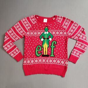 New Line ELF 2XL Ugly Christmas Crew Sweatshirt Fair Isle Snowflakes Red Holiday